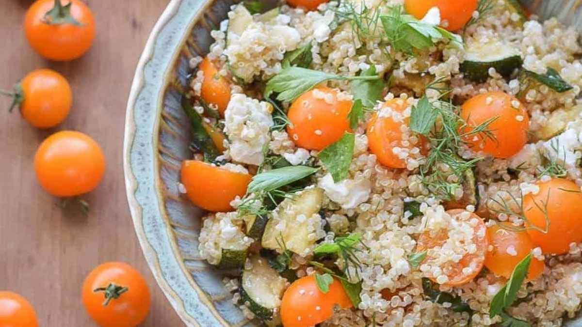 Quinoa With Zucchini And Tomatoes. 