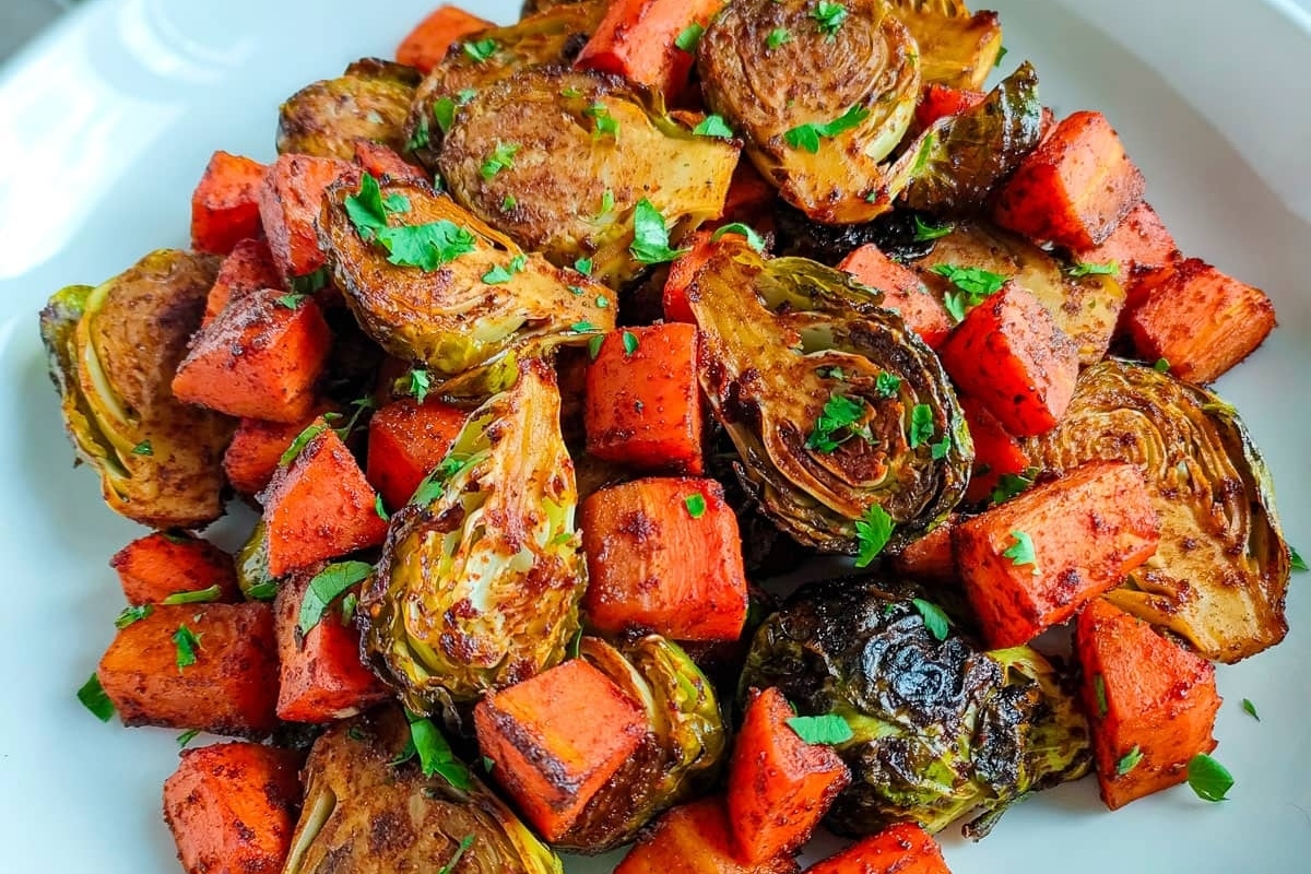 Easy Balsamic Roasted Brussels Sprouts And Carrots.