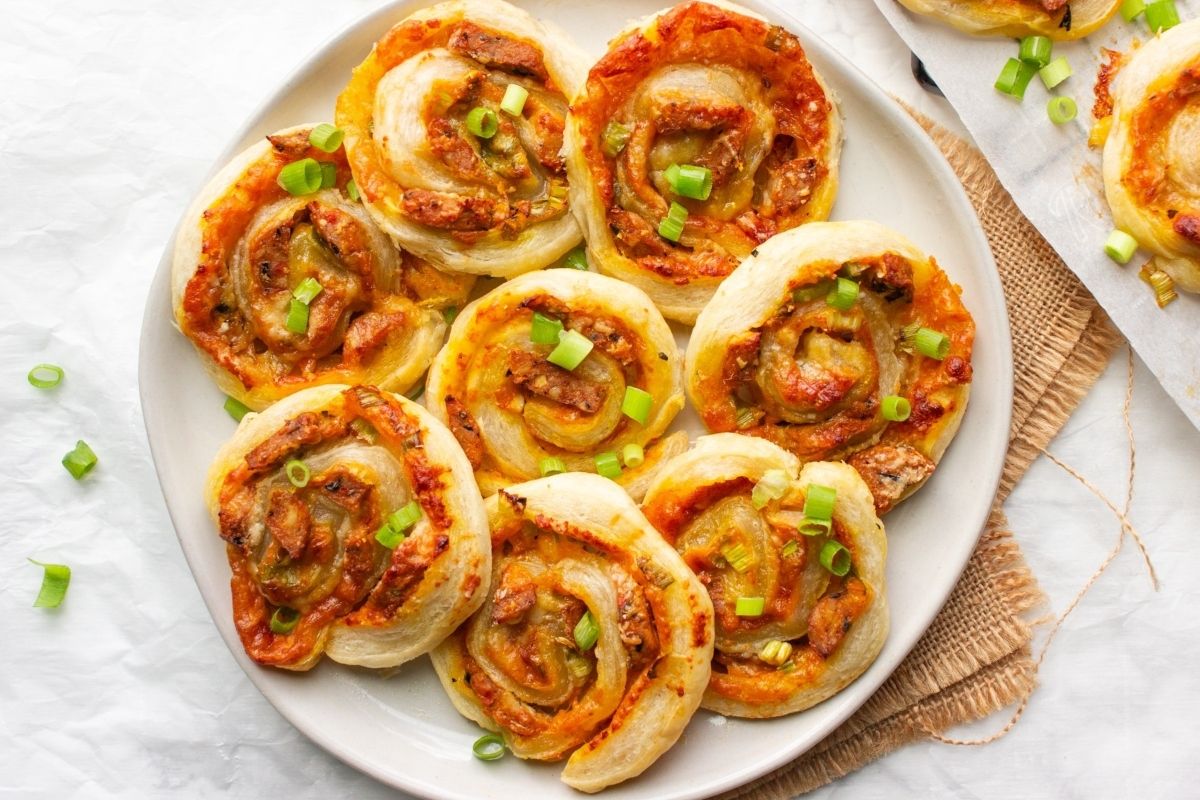 Sausage Pinwheels easy Appetizers for Fall With Pumpkin