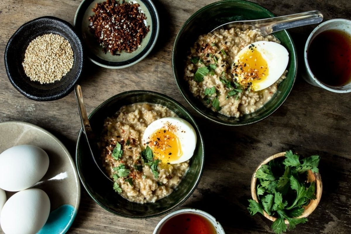 Savory Oatmeal with Miso Cheese and Egg