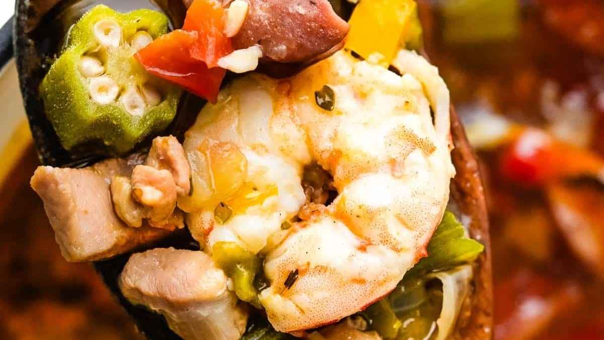 Seafood, Chicken And Sausage Gumbo.