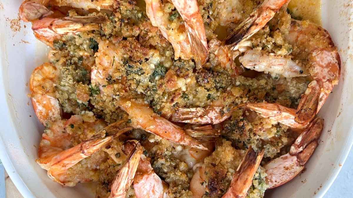 Shrimp Oreganata In White Wine Lemon Butter.