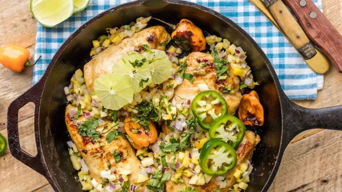 Skinny One Pan Caribbean Jerk Chicken.