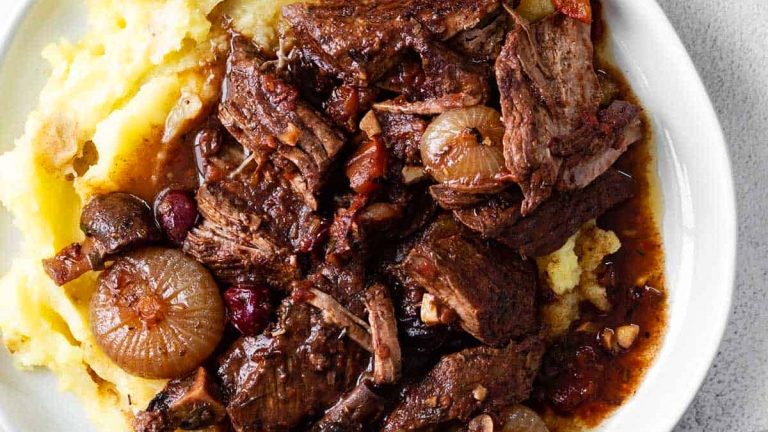 Slow Cooker Boneless Beef Ribs In Pomegranate Sauce.