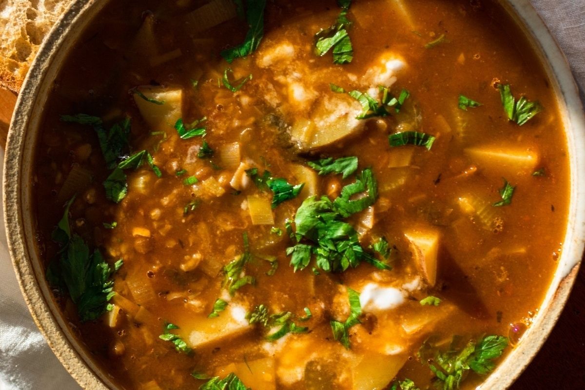 Smoky Lentil Stew With Leeks And Potatoes Vegan