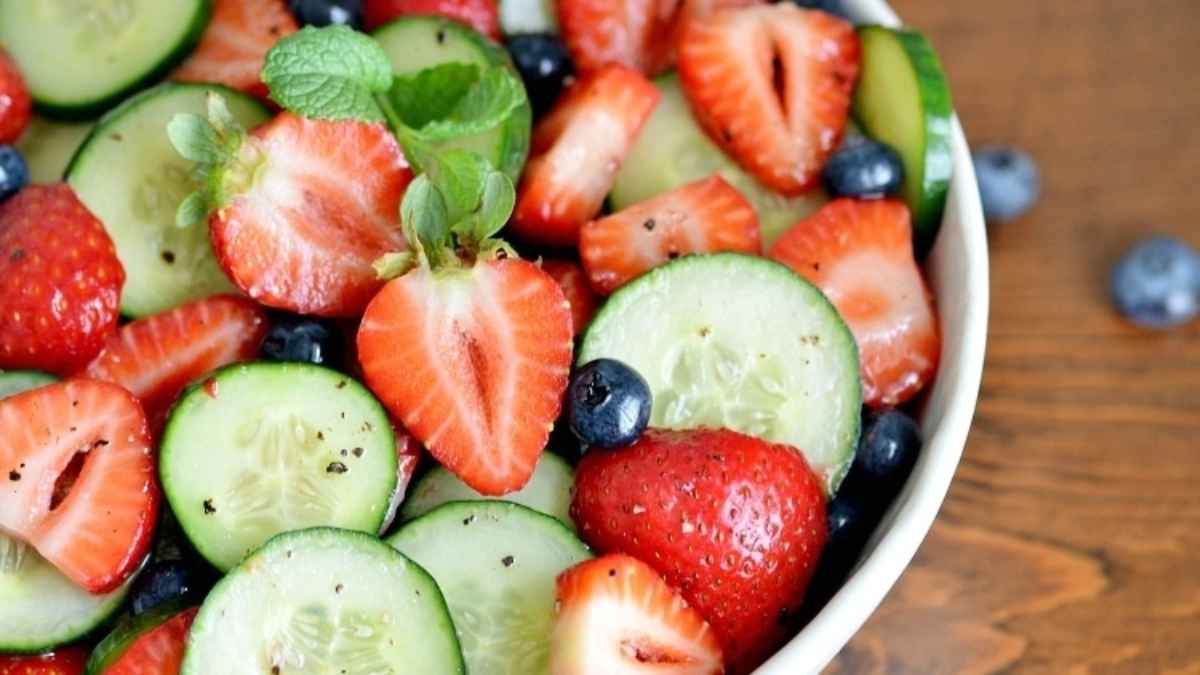 Strawberry Cucumber Salad. 