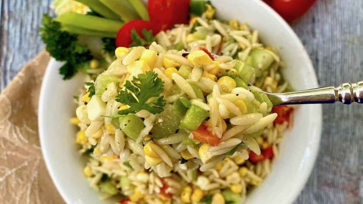 Sweet Corn Pasta Salad. 