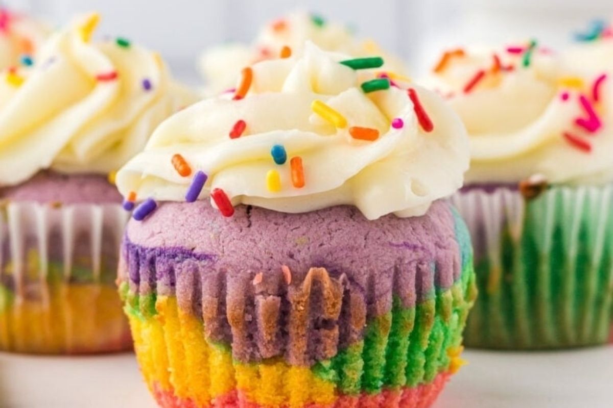 Tie Dye Colorful Cupcakes