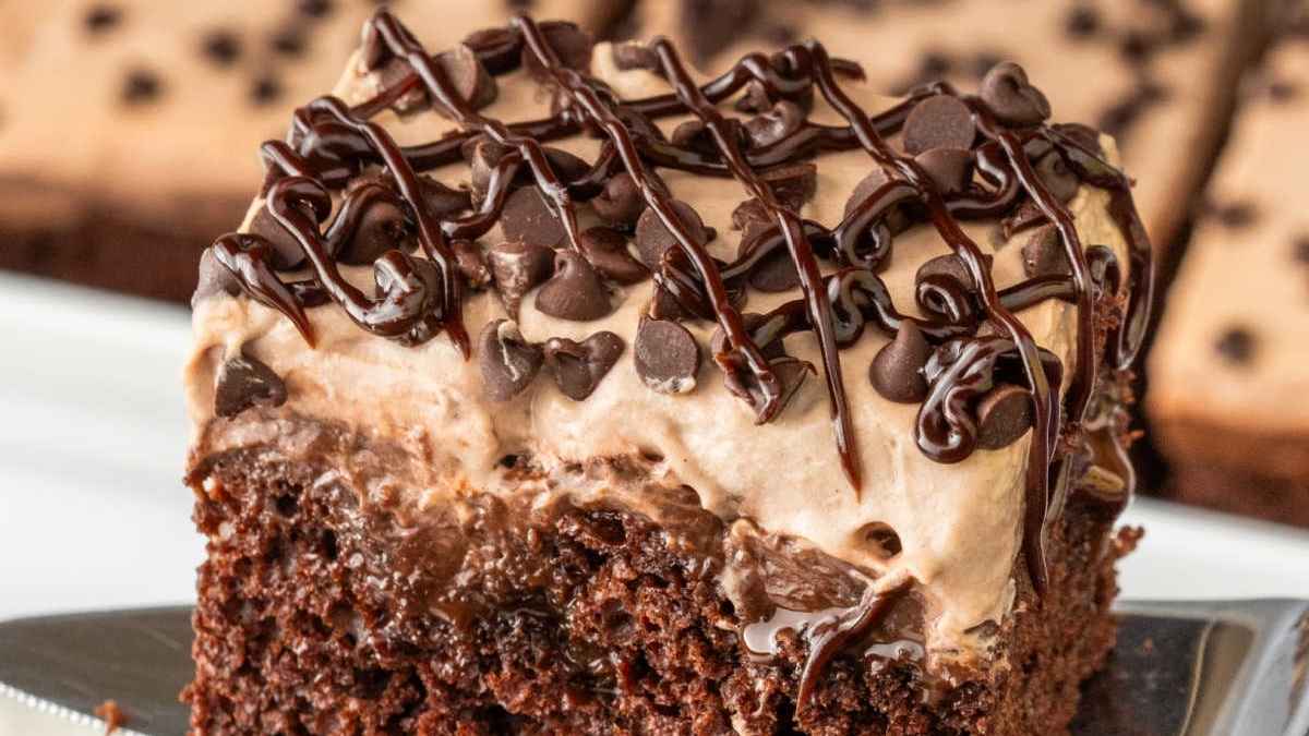 Triple Chocolate Poke Cake Recipe. 