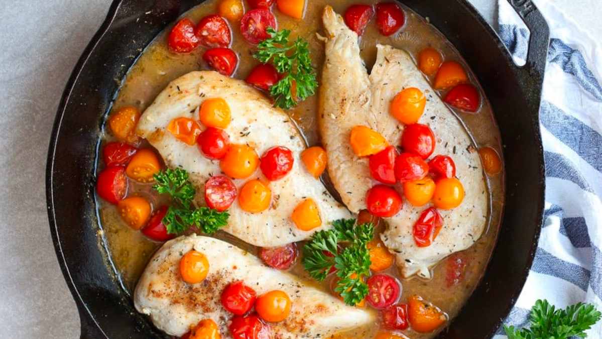 White Wine Tomato Skillet Chicken.