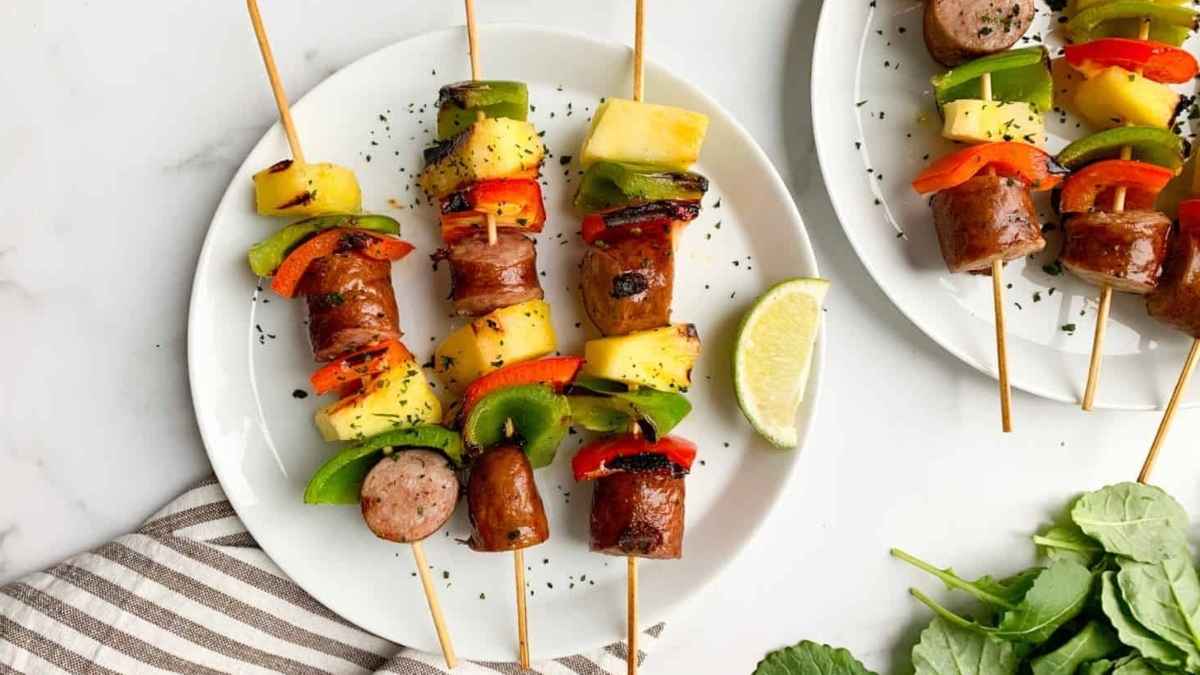 Whole30 Kielbasa Skewers.