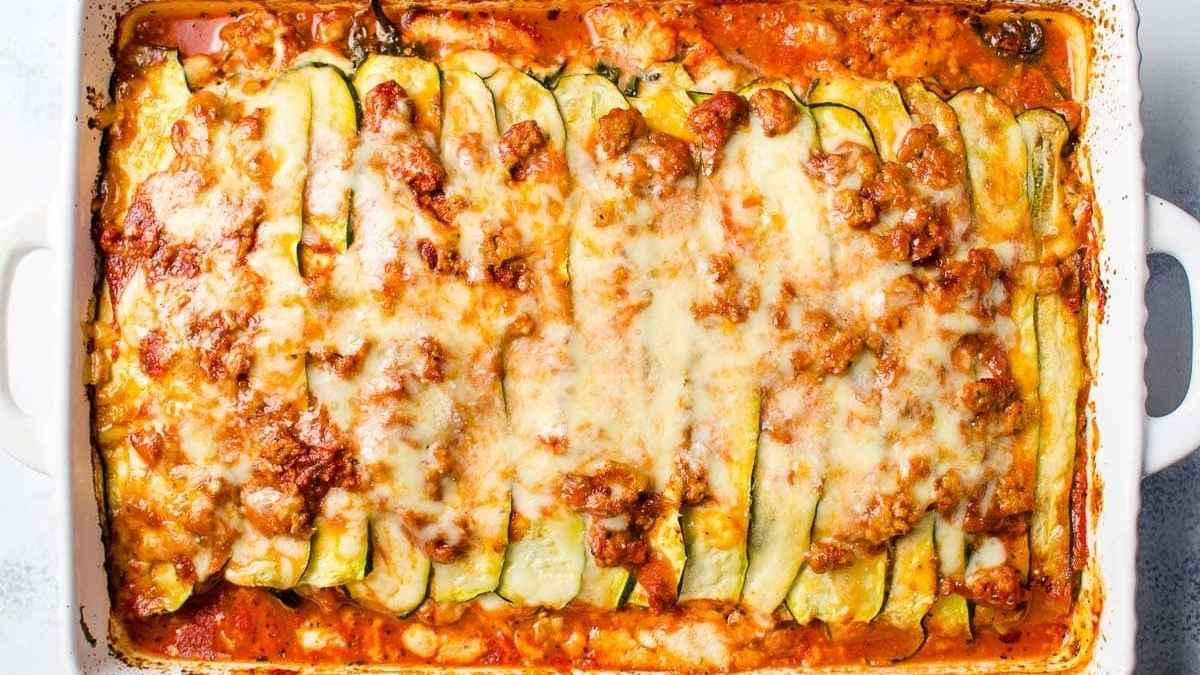 Lasagna on a tray.