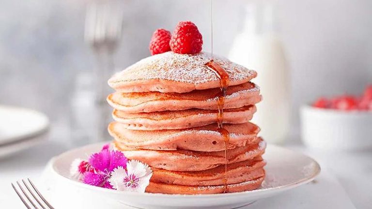 Beetroot Light And Fluffy Pink Pancakes.
