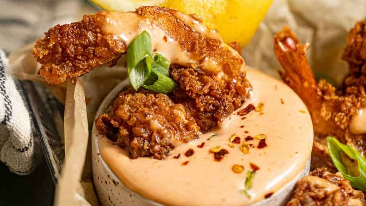 Shrimp with dip.