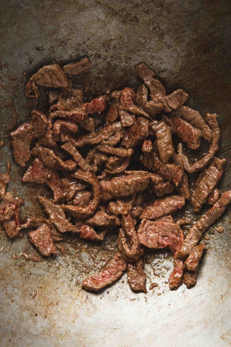 Beef in a wok.