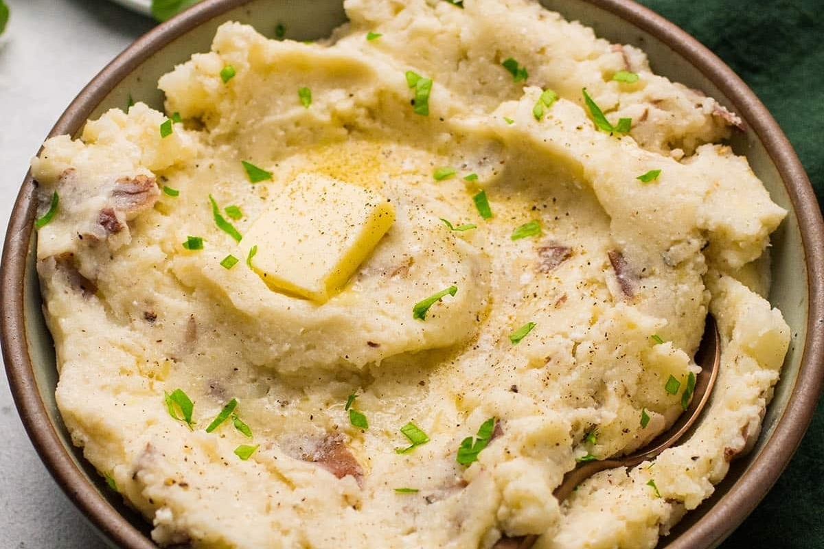 Cheddar Greek Yogurt Mashed Potatoes.