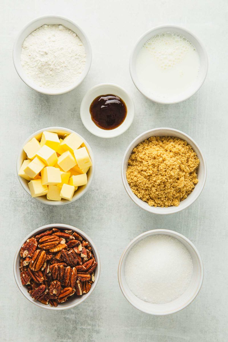 Pecan cobbler ingredients.