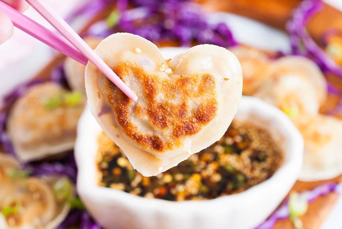 Heart Shaped Pork Potstickers.