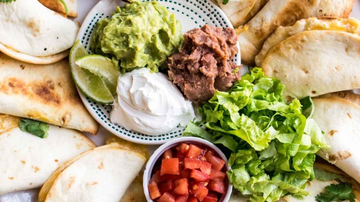 Mini Green Chile Chicken Quesadillas.