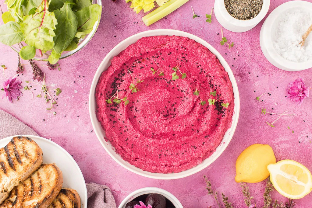 pink beetroot hummus recipe