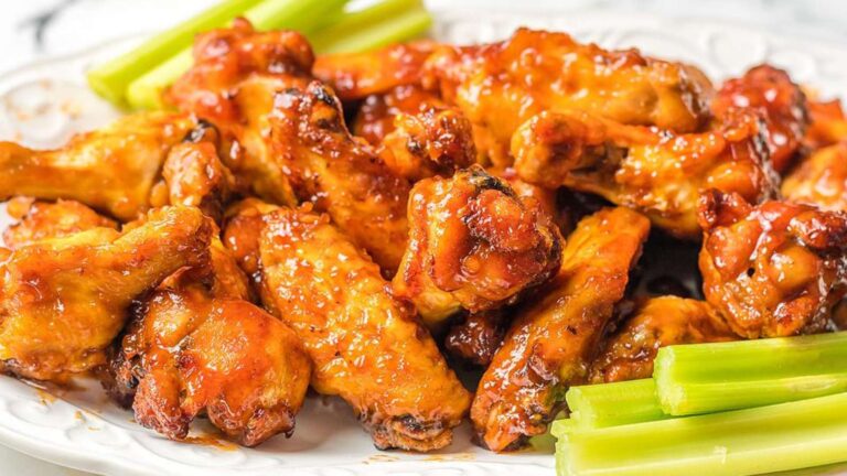 Air Fryer Bbq Peach Bourbon Wings recipe by xoxoBella.