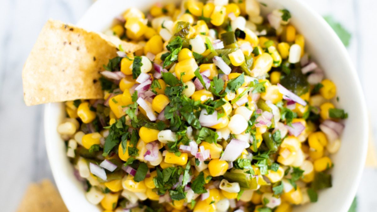 corn salsa with tortilla chip