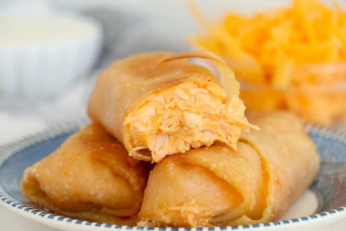 Air Fryer Buffalo Chicken Egg Rolls. 