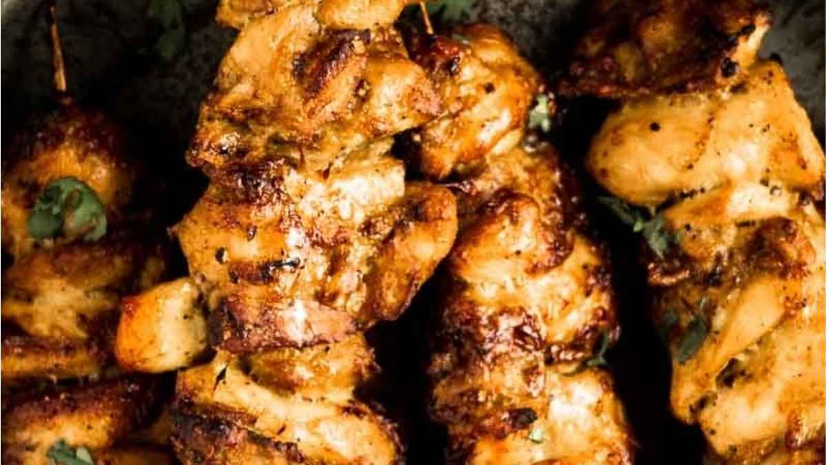 Air Fryer Lemongrass Chicken Skewers.