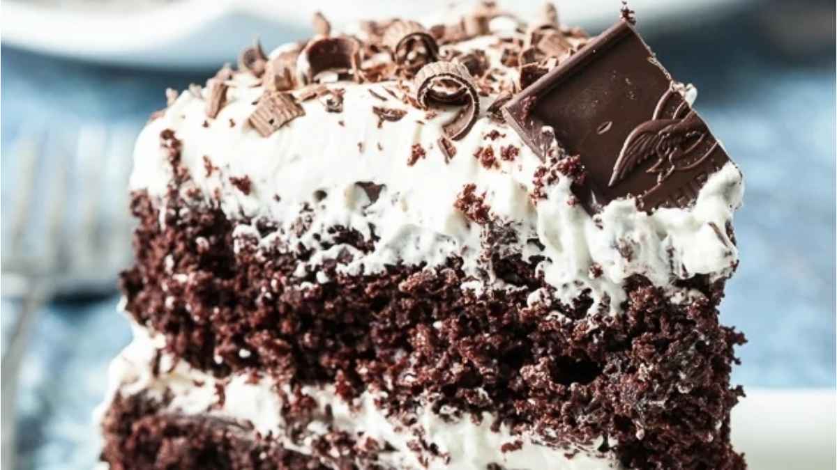 Baileys Irish Cream Chocolate Cake with Whipped Cream Frosting. 