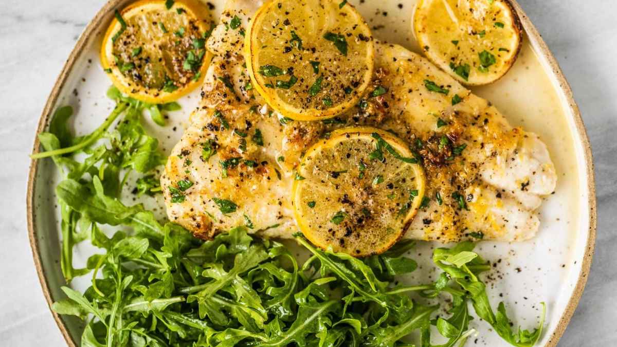 Baked Fish With Lemon Garlic Butter.