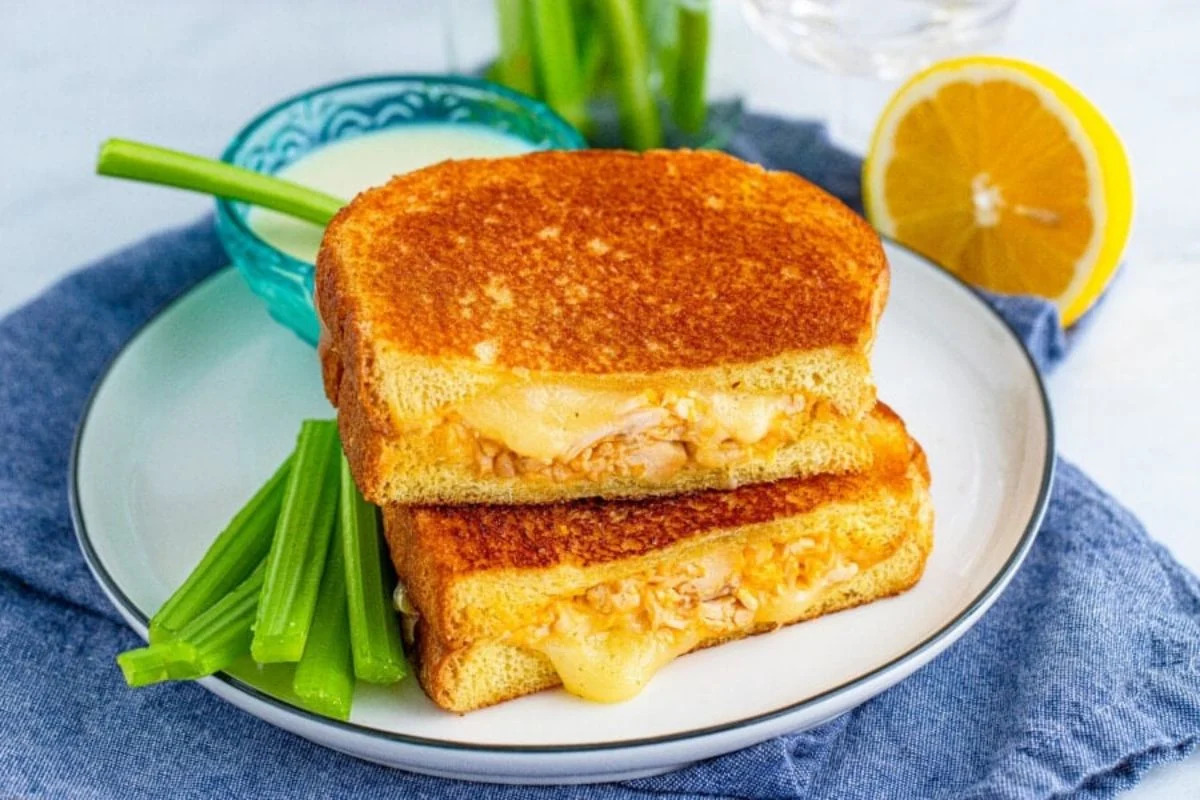 Buffalo Chicken Grilled Cheese Sandwich. 
