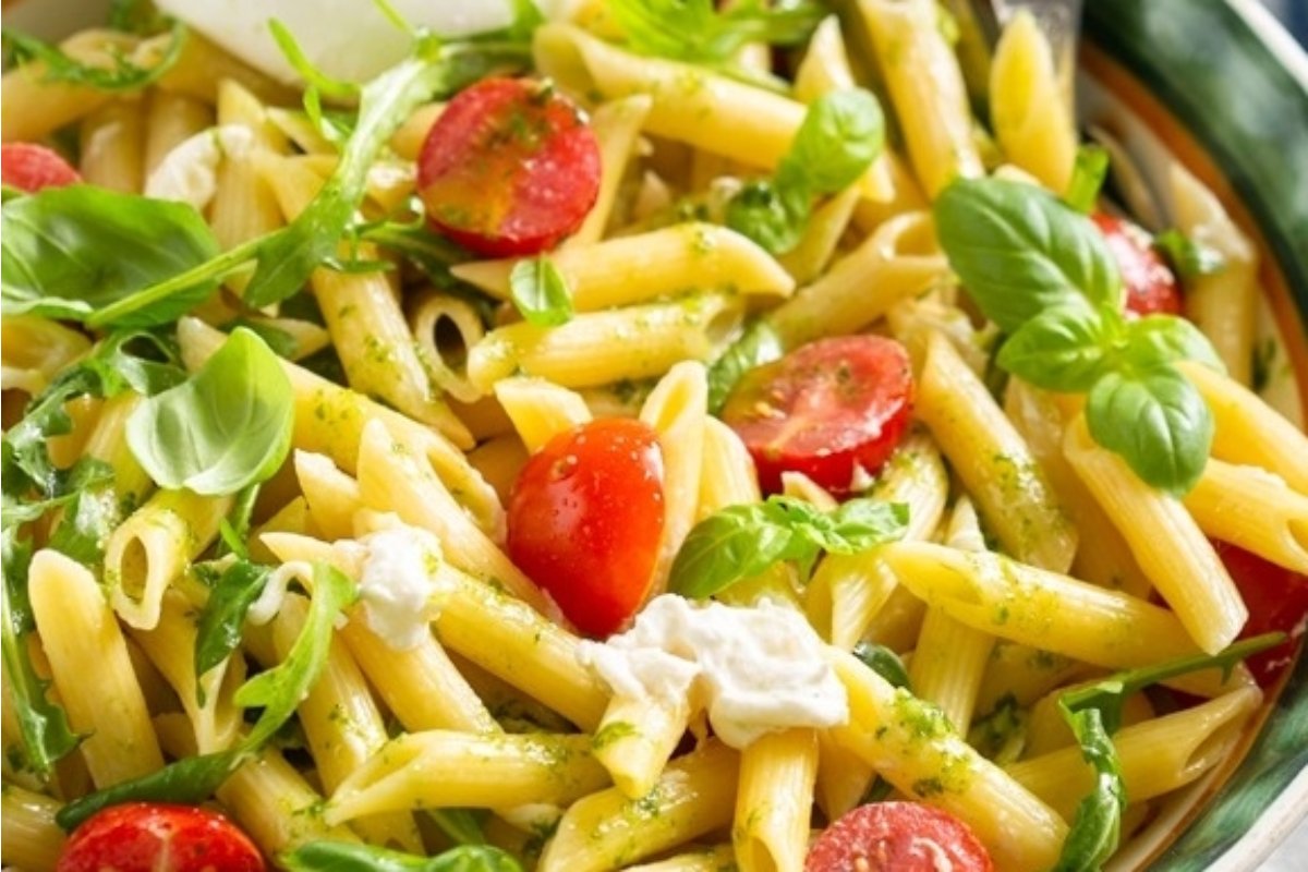 Burrata Pasta Salad With Basil Oil