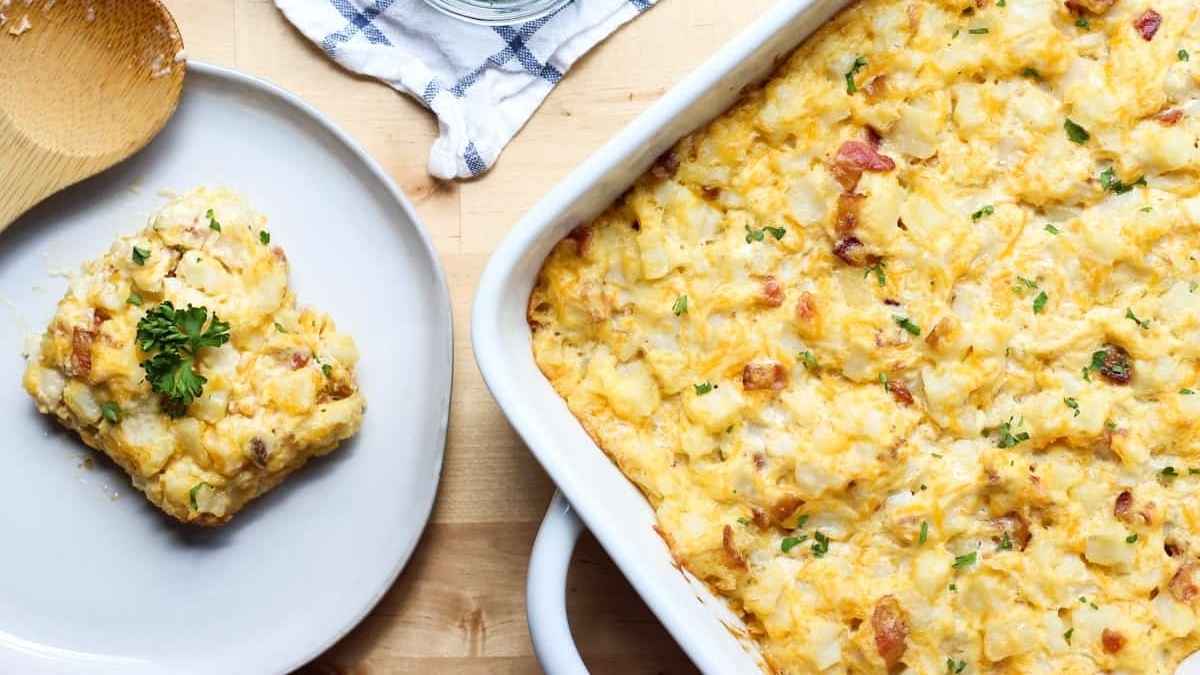 Cheesy Bacon Potato Casserole.
