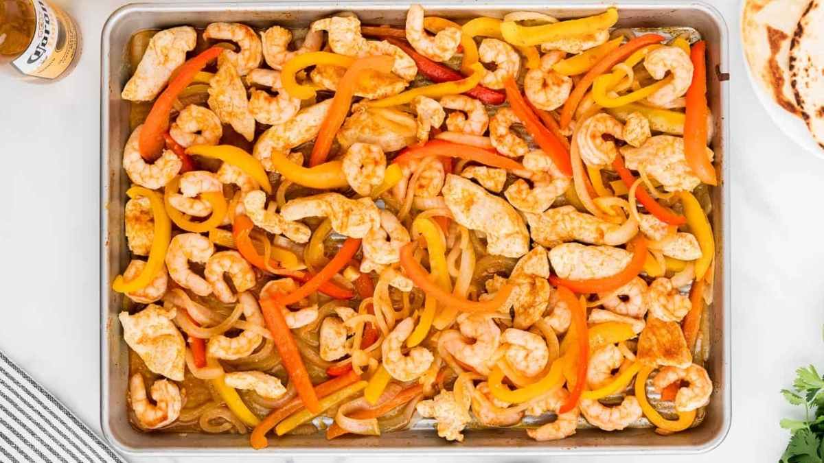 Chicken And Shrimp Fajitas. 