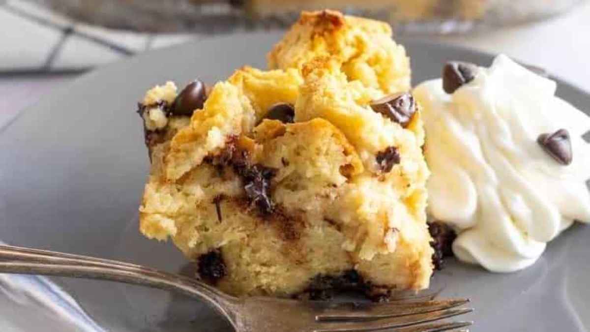 Chocolate Chip Bread Pudding. 