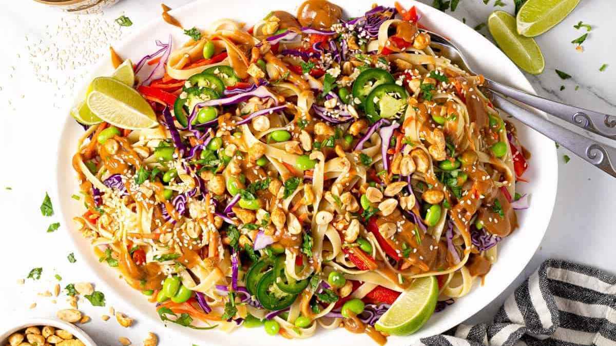 Cold Vegan Peanut Noodle Salad.