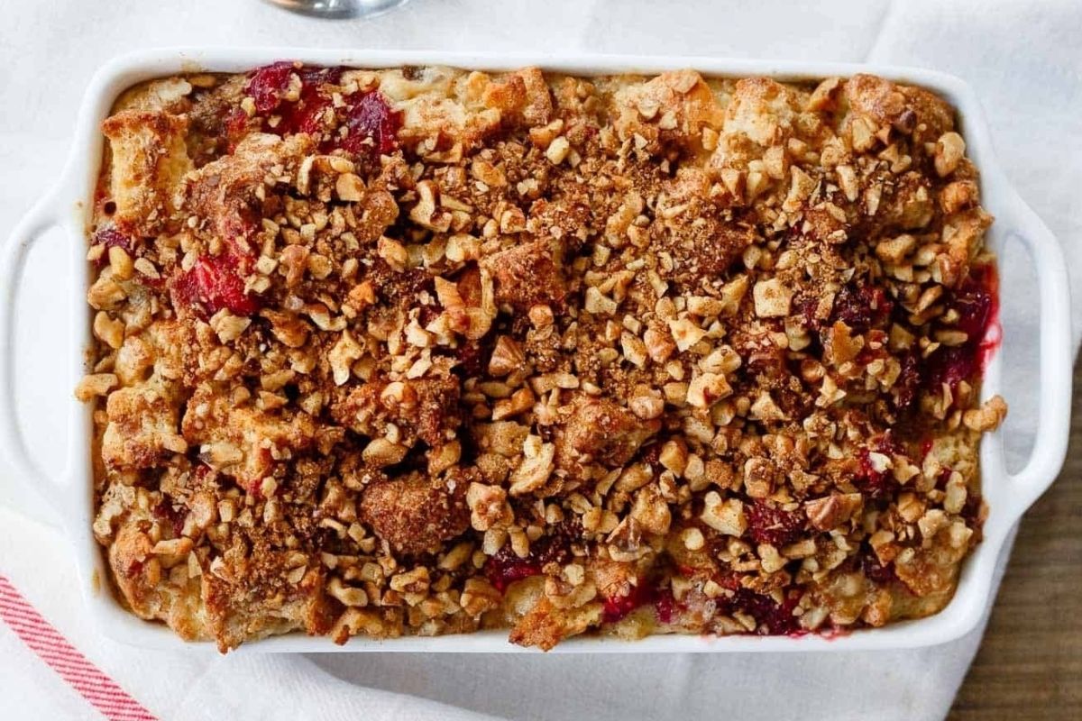 Cranberry Mascarpone English Muffin Casserole
