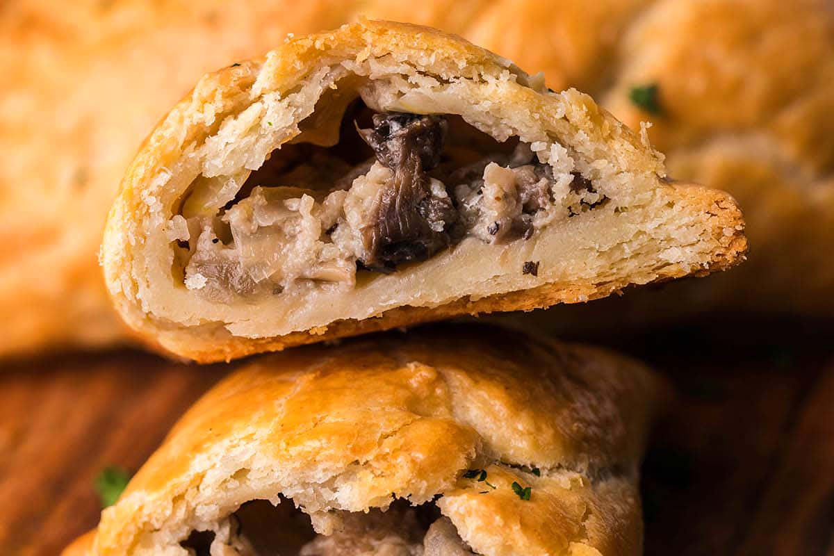 Mushroom Turnovers With Cream Cheese Pastry. 