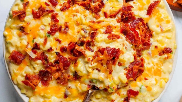Creamy Corn With Crispy Bacon.