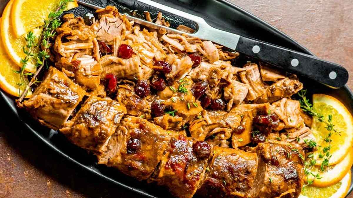 Crock Pot Cranberry Pork Tenderloin. 