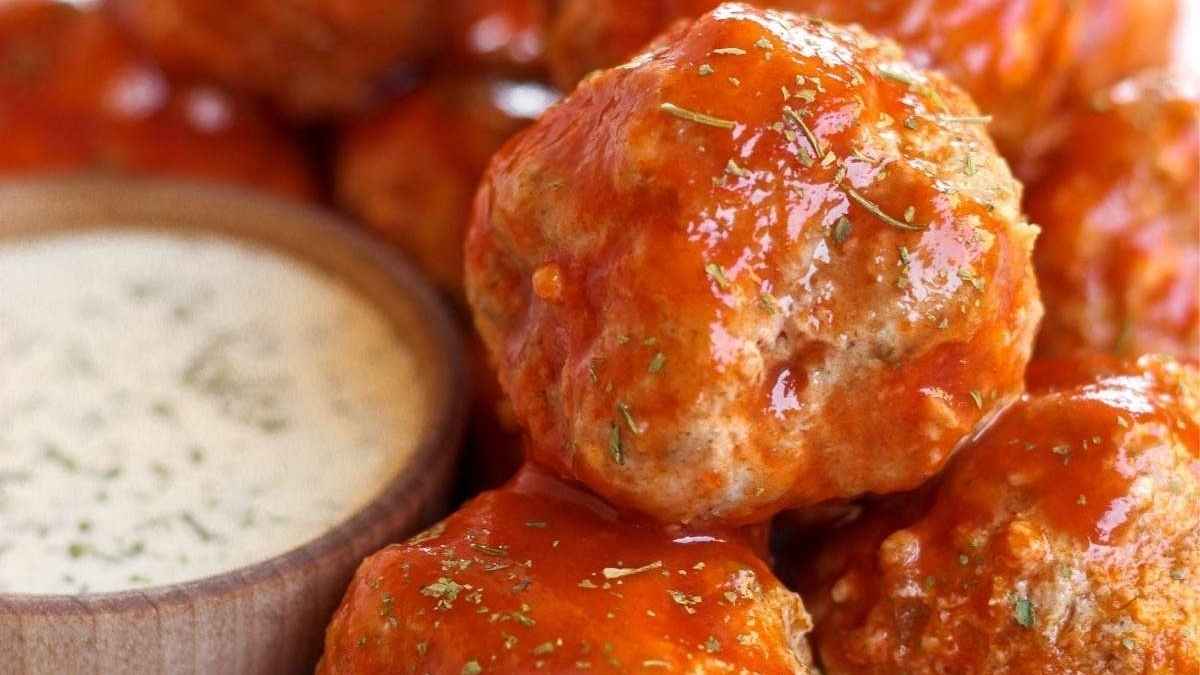 Crockpot Buffalo Turkey Meatballs.