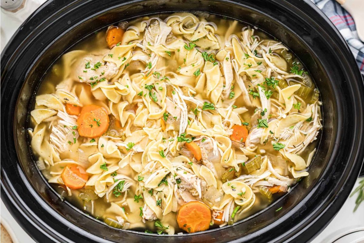 Easy Homemade Crockpot Chicken Noodle Soup Recipe