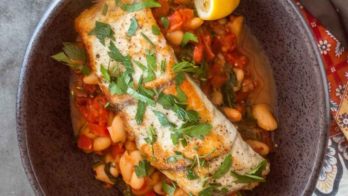 Easy Mediterranean Fish with White Beans.