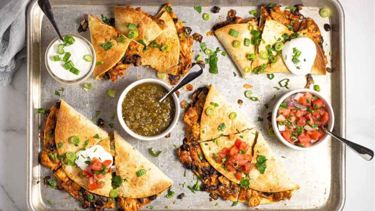 Easy Oven Baked Sheet Pan Quesadillas.