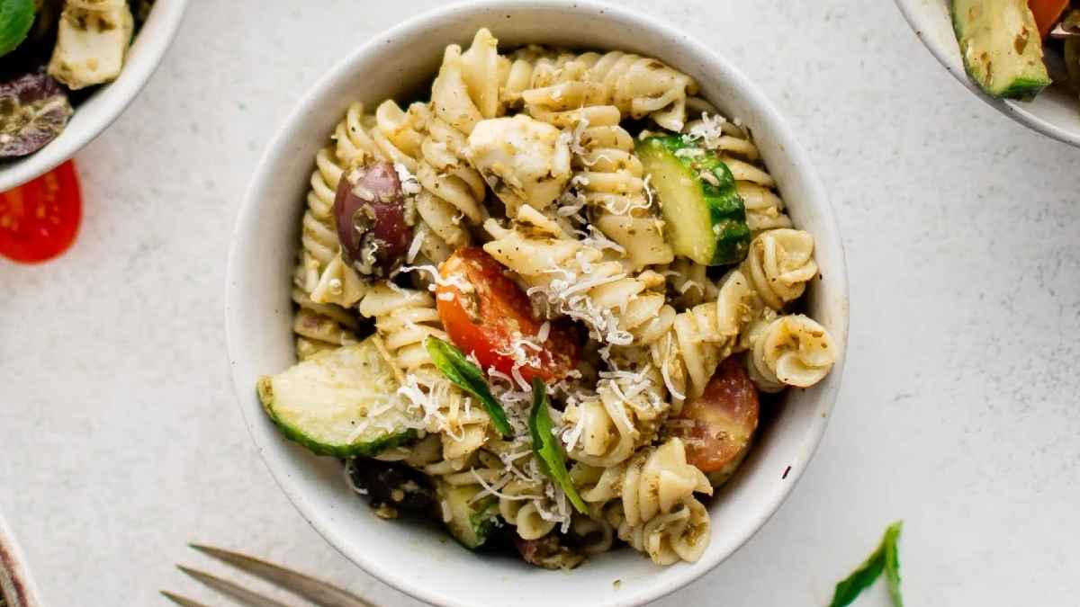 Easy Pesto Pasta Salad.