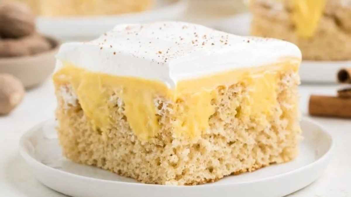 Eggnog Poke Cake.
