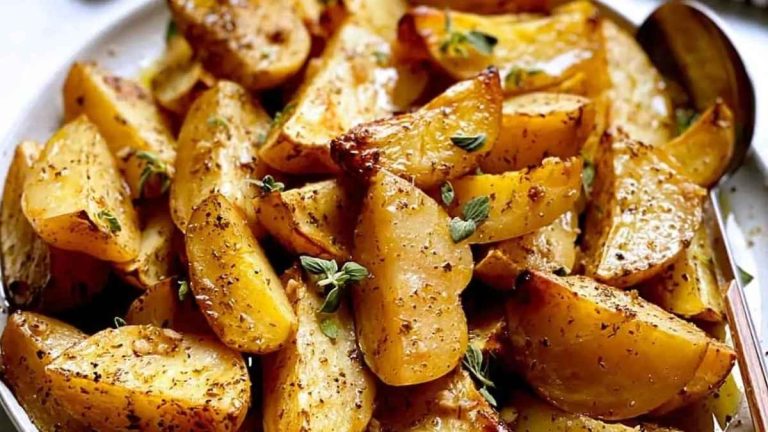 Greek Lemon Potatoes With Garlic & Oregano.