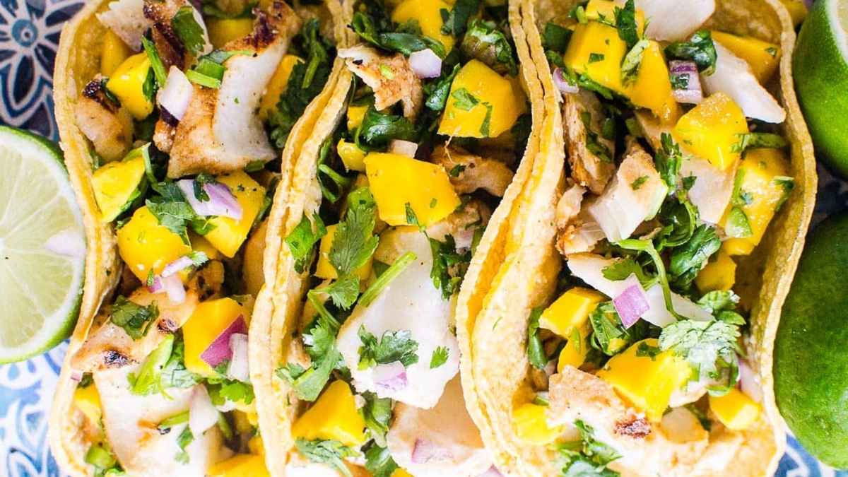 Grilled Fish Tacos With Mango Salsa.