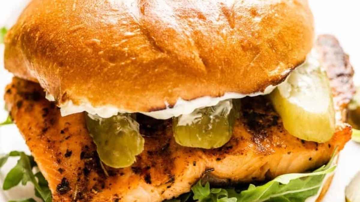 Grilled Salmon Sandwiches.