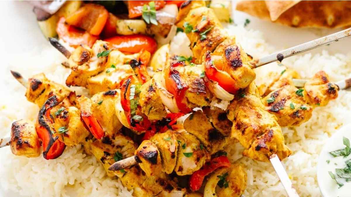 Grilled Tandoori Chicken Kebabs. 